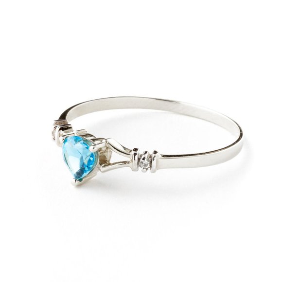 14K. GOLD RINGS W/ NATURAL DIAMONDS & BLUE TOPAZ - Picture 3 of 5